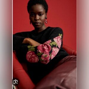 Sezane isaura jumper rose sleeve marino wool cotton size small NWT